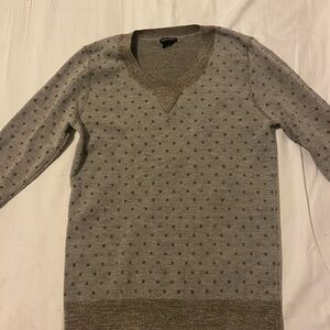 Club Monaco grey sweater with metallic polka dots and trim. Size M